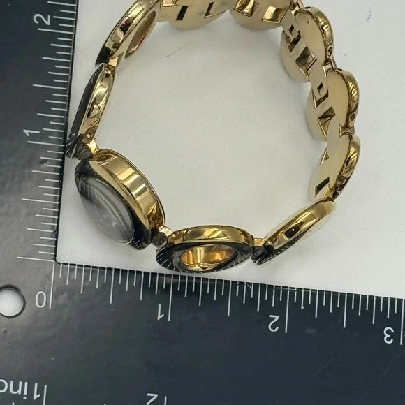 Fossil Womens Gold Tone Oval Link Bracelet Watch Black Dial ES-9457 - Picture 16 of 16